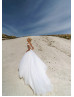 Off Shoulder Beaded White Lace Tulle Sweet Wedding Dress